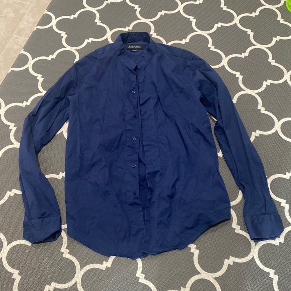 Zara dark blue button up